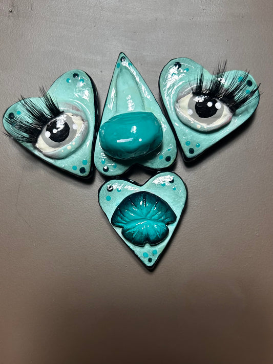 Turquoise Clown Magnet Set